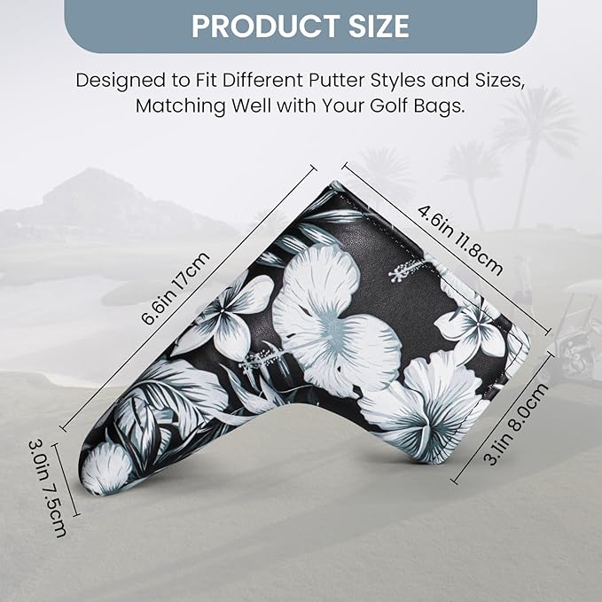 FINGER TEN Golf Blade Putter Cover Premium Synthetic Leather Stylish Design, Universal Headcover Waterproof Protection, Durable Headcovers Covers Fit Most Blade Putters for Men Women