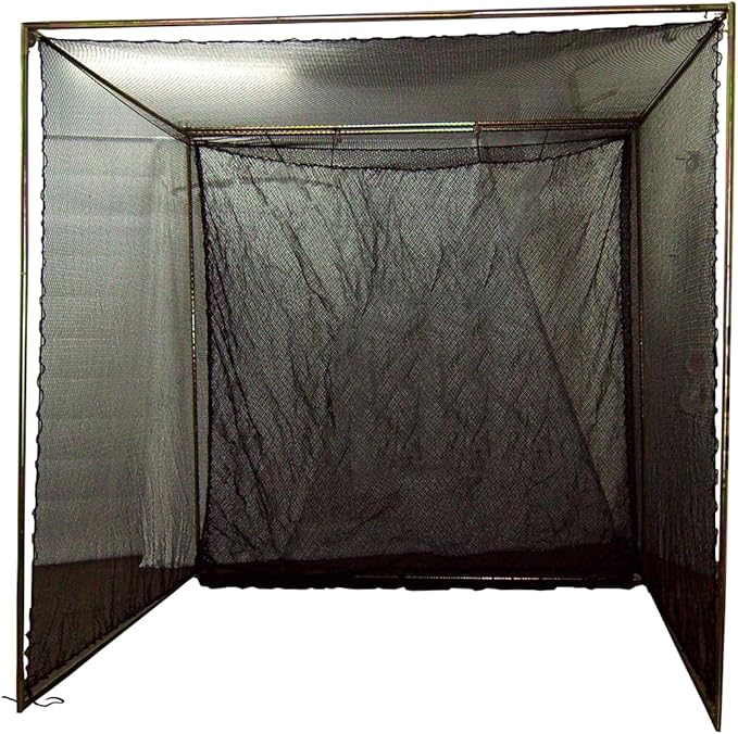 Jones Sports 10' x 10' x 10' #252 Knotless Nylon Golf Net and 10' x 10' Baffle with Complete Push-Button Frame