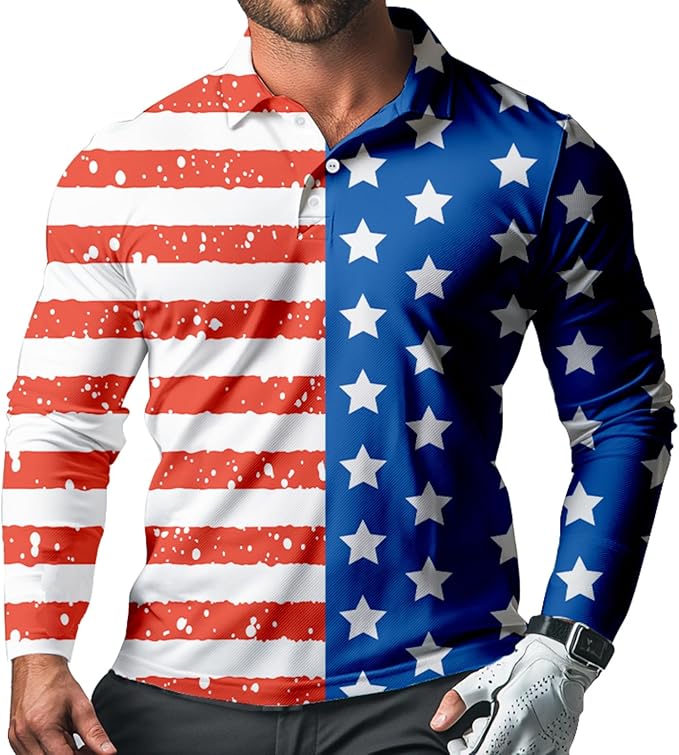 Men's Long Sleeve Golf Shirt Quick Dry 3 Button Work Fishing Outdoor Casual Collar Shirt