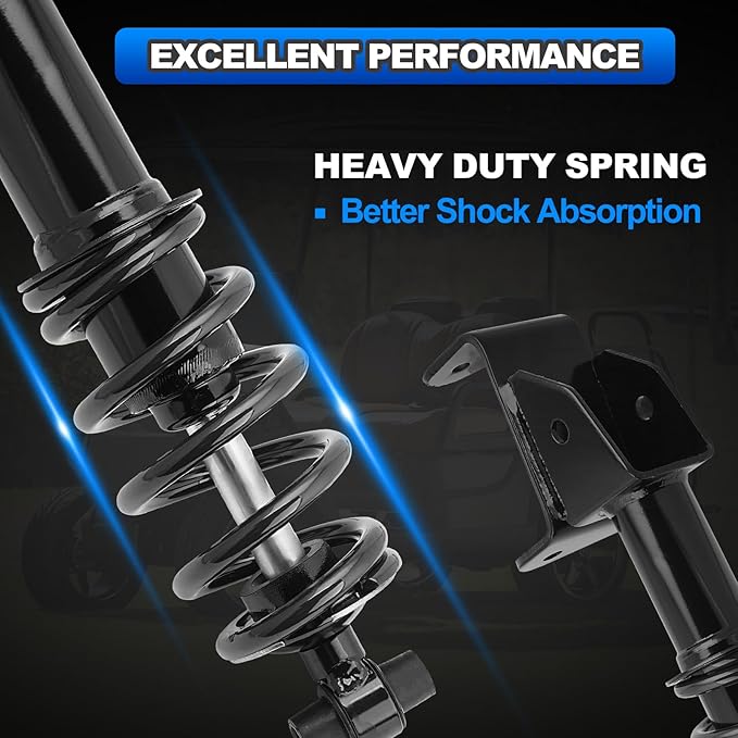 Front Golf Cart Shock Absorbers Heavy Duty with Springs Compatible with 2007-2016 Yamaha Drive G29 Gas & Electric Golf Carts Passenger and Driver Side Replace# JW2-F3390-00-00 JW2-F3350-00（BLACK）