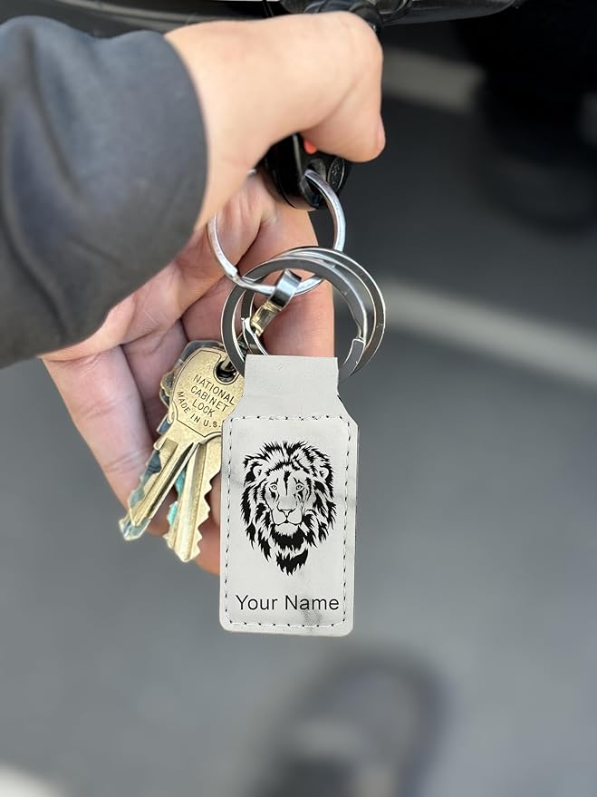 LaserGram Rectangle Keychain, Golfer Golfing, Personalized Engraving Included