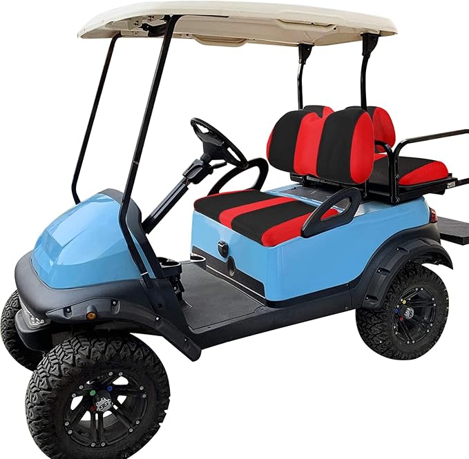 Golf Cart Front and Back Seat Covers for Club Car Precedent 4 Passenger Models,Breathable Washable Polyester Mesh Seat Cover Red