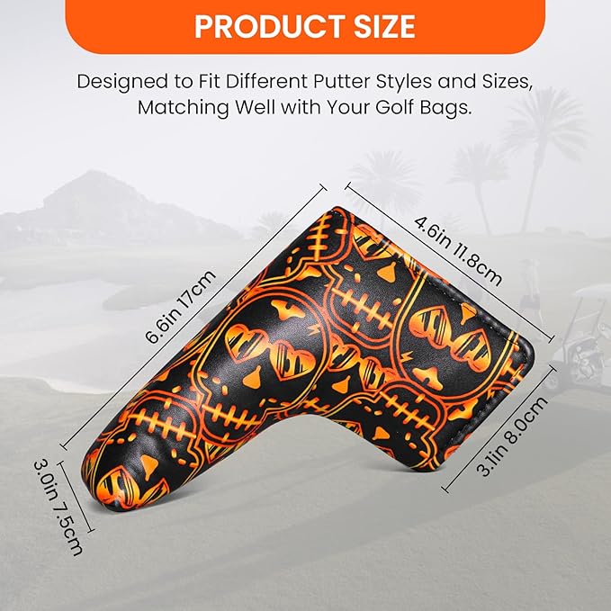 FINGER TEN Golf Blade Putter Cover Premium Synthetic Leather Stylish Design, Universal Headcover Waterproof Protection, Durable Headcovers Covers Fit Most Blade Putters for Men Women