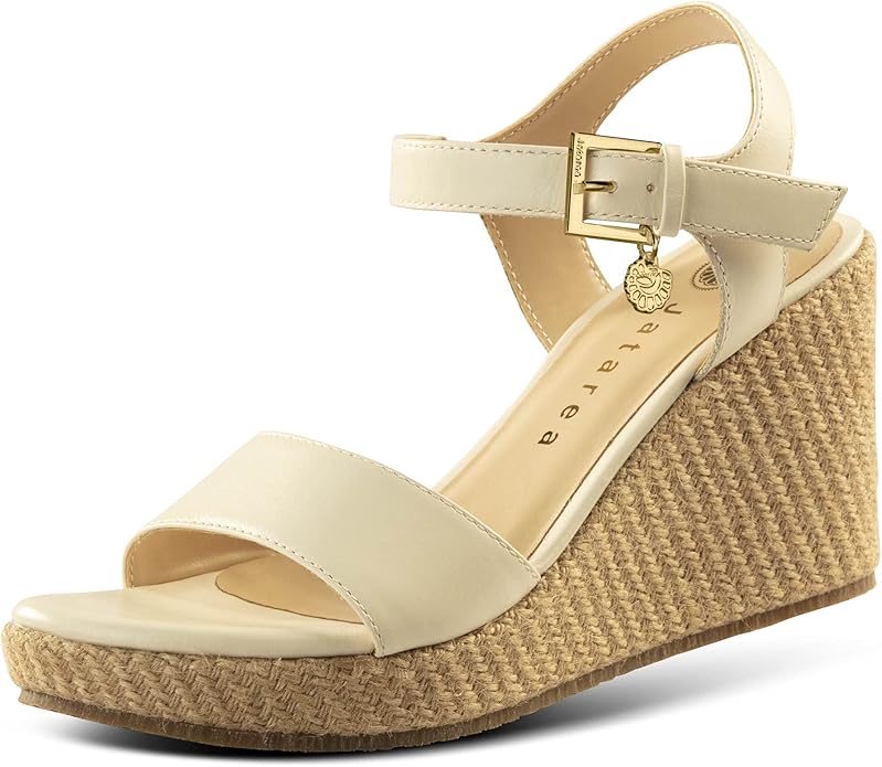 JATAREA Leather Wedge Sandals for Women | Women's Sandals Perfect for Summer