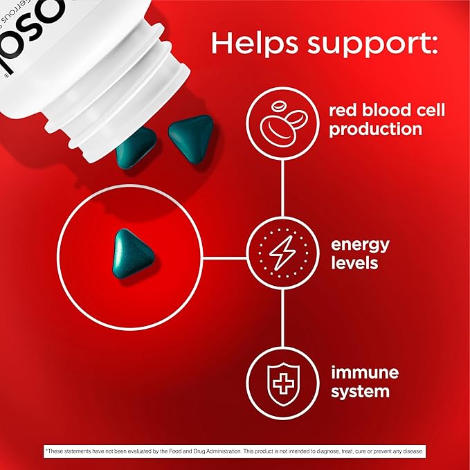 Feosol Original Iron Supplement Tablets,Non-heme 325mg Ferrous Sulfate (65mg Elemental Iron) per Pill, 1 Per Day, 4 Month Supply, for Energy and Immune System Support (120 ct Pack of 2)