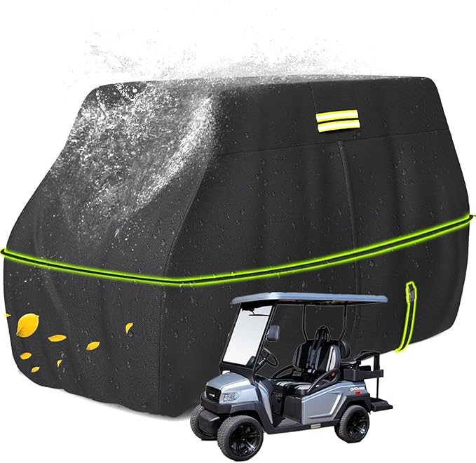 moveland 4/6 Passenger Golf Cart Cover, 100% 600D Waterproof, Universal Fits Most 4/6 Passenger EZGO, Club Car, Yamaha Golf Carts