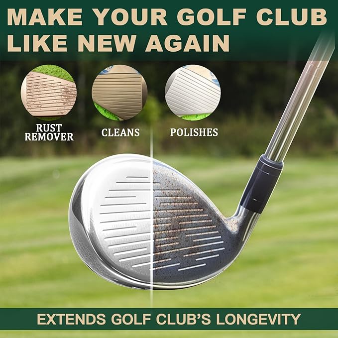 Golf Club Cleaning Kit 3-in-1 with Golf Club Cleaner Brush, Towel and 200g Golf Club Polish - Golf Club Care Kit for Instant Groove Rust & Scratch Remover - Golf Accessories for Men