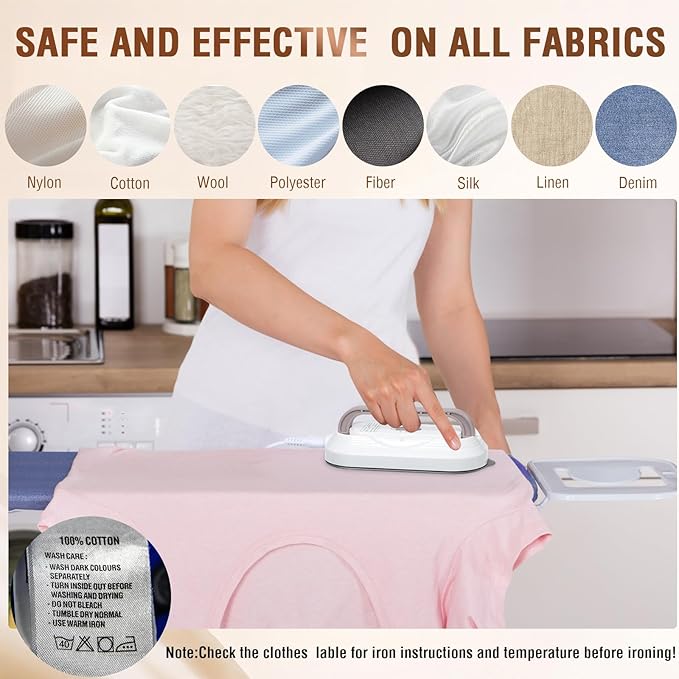 Biupky Travel Iron, Mini Dry Iron for Clothes with Global Voltage 100-240V, 300W Fast Heat Up in 60s, Ceramic Non-Stick Soleplate, Ultra Lightweight 0.8lbs for Travel, Home, Dorms, RV