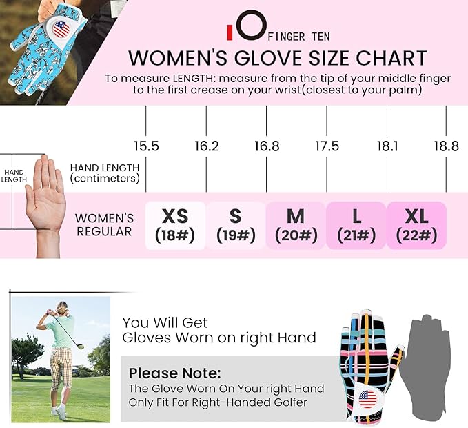 Golf Gloves Women with Ball Marker 2 Pack, Right Handed Golfer Left Hand, Ladies Breathable Soft All Weather Grip Glove Fit Size Small Medium Large XL