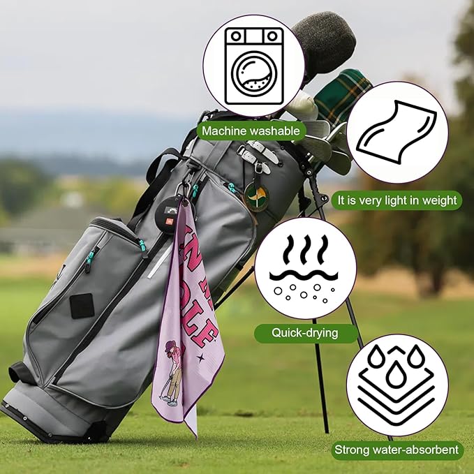 TUYUU Women Pink Golf Towel,Funny Towels for Golfer Bags with Clip,Mother Day Retirement Birthday Gifts for Ladies Grandma Mom Sister Aunt Golfer Sport Lover,Printed in My Golf Era