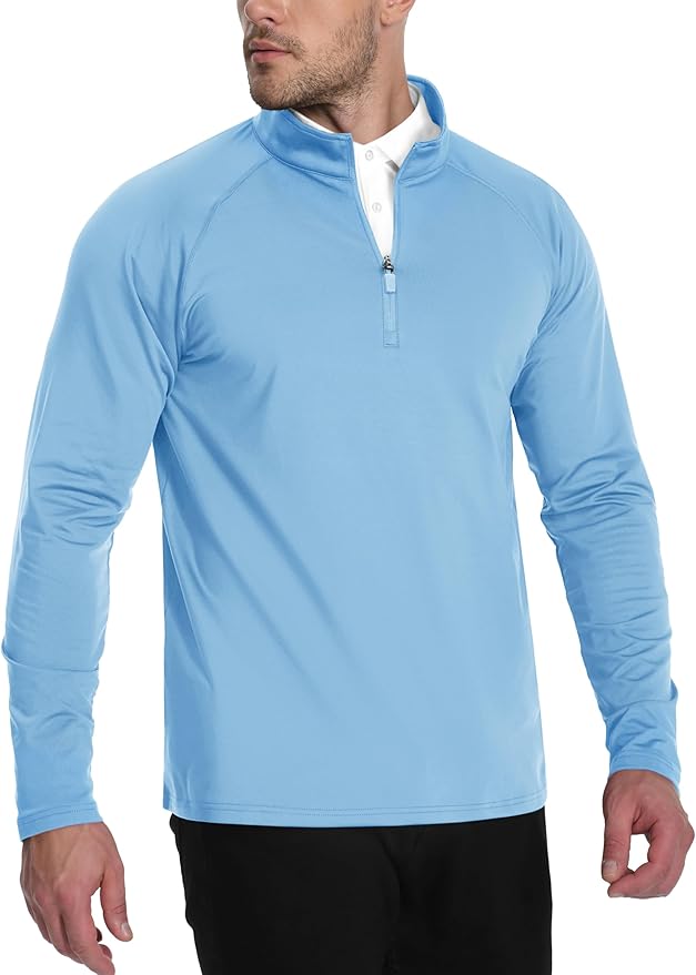 TACVASEN Men's Quarter Zip Pullover Fleece Lined Thermal Long Sleeve Golf Shirt 1/4 Zip Warm Winter Sweatshirts