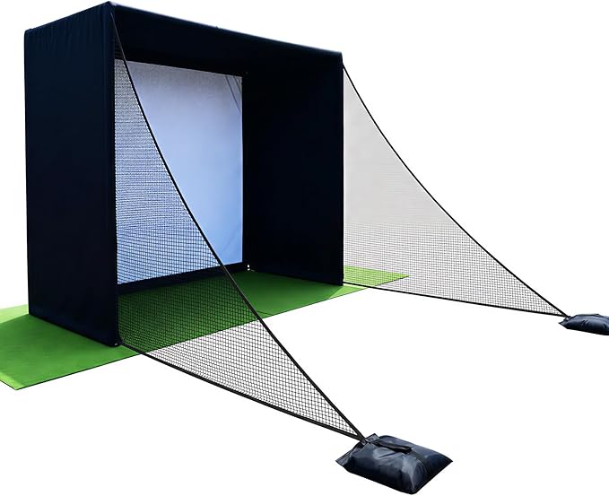 10x8x6 ft Golf Simulator Enclosure Net with HD Impact Screen & Frame Kit | Indoor Home Golf Training Cage Simulator Accessories | Gift for Golfers Men Women