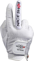 Nice Shot The Bird Men's Golf Glove in Premium White Cabretta Leather