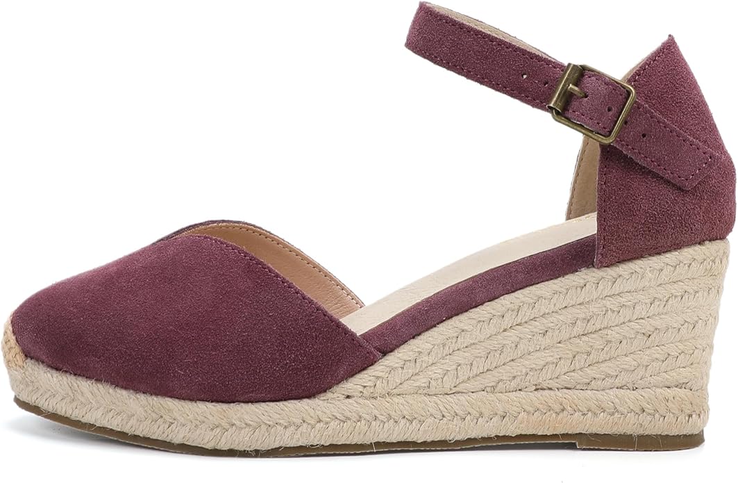 Platform Wedges Sandals for Women, 3" Wedge, Ankle-Strap, Cap Toe, Summer Espadrilles Heel Shoes