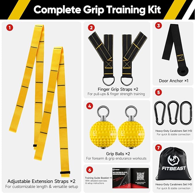 FitBeast Pull Up Ball Grips & Finger Straps Set – Grip Balls for Dead Hangs, Pull Ups, Climbing & Home Gym Training