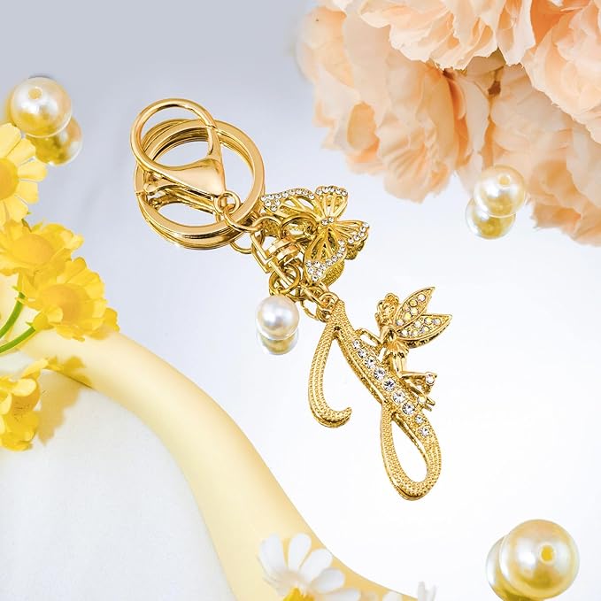 Initial Keychain Bag Charm Women Purse Charms for Handbags Accessories Charm for Wallet Butterfly Pendant for Girls