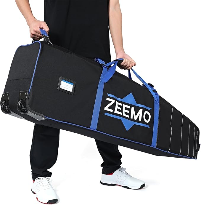 ZEEMO Golf Travel Bag, Mid-open Protective & Wheeled Airline-Approved Case for Clubs, Stand&CartBag, Waterproof Soft-Sided Cover Made of Heavy Duty Oxford, Black