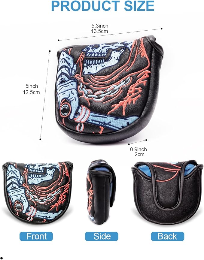 Golf Club Head Covers,1pc Mallet Putter Golf Headcovers for Woods, PU Leather with Advanced Embroidery for Most Brands