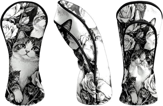 Golf Head Covers Leather Driver Headcover, Premium Golf Club Covers with Anti-Scratch Lining 1/3/5 Wood Head Covers for Golf Clubs for Women Men