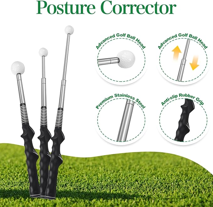 Lineslife Golf Grip Swing Training Aid, Retractable Golf Swing Training Aid for Right Handed Golfers,Golf Grip Trainer Attachment for Indoor Practice, Golf Accessories