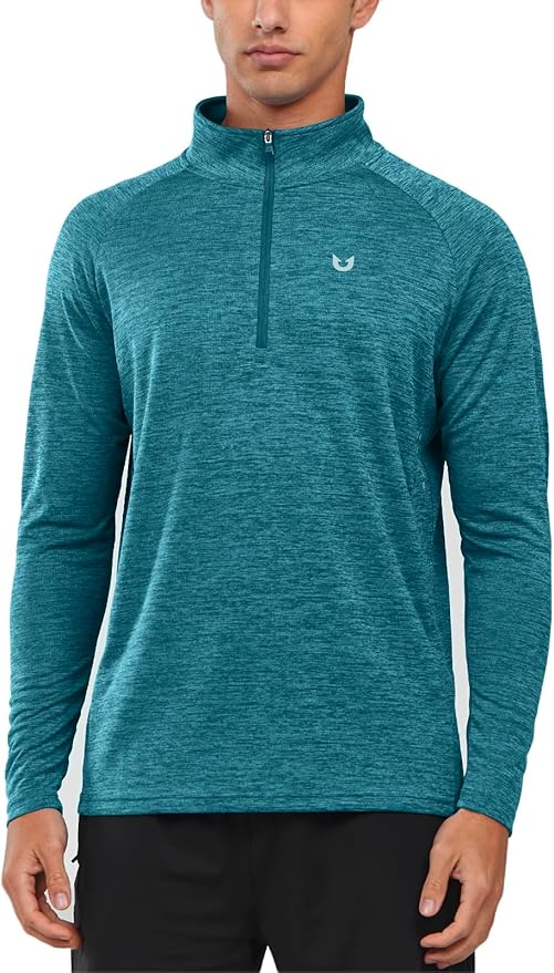 NORTHYARD Quarter Zip Pullover Men Running Shirt Long Sleeve Moisture Wicking Quick Dry Athletic Workout Shirts
