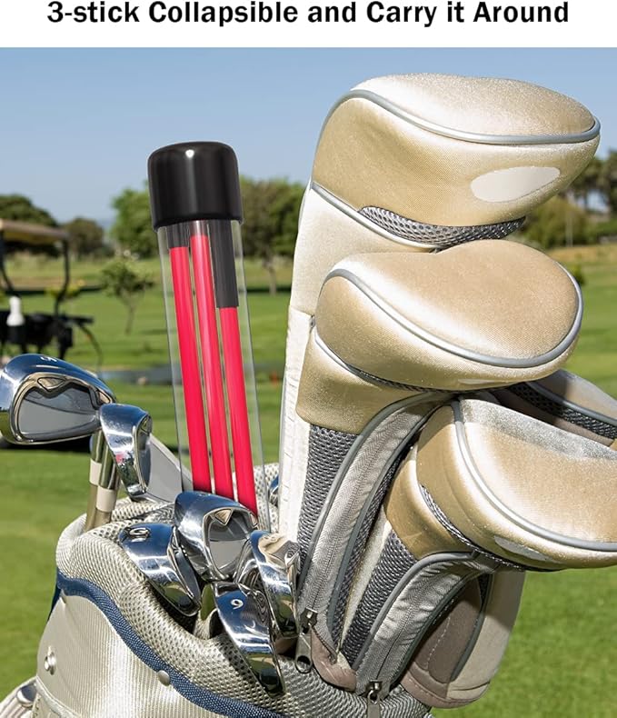 Rhino Valley Golf Alignment Sticks - 48" Collapsible Golf Practice Rods for Aiming, Putting, Full Swing Trainer, Posture Corrector with Clear Tube Case, Golf Training Equipment