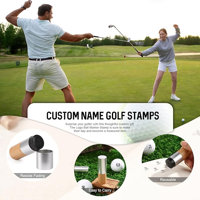 Personalized Name Golf Ball Stamper, Gifts for Men Dad Husband, Self-Inking Golf Ball Stamp Markers, Golfer Gift Golfing Accessories