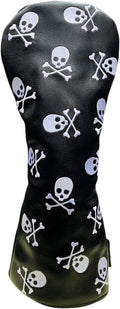 Set Golf Club Covers or 1pc Black Driver Headcover 3 5 Wood Headcover Hybrid Headcover Skull Heads Embroidery, PU Leather Golf Head Covers for Woods and Driver, Golf Accessories for Men