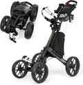 Golf Push Cart 4 Wheel : Golf Walking Carts with Phone Holder/Cup Holder/Umbrella Holder/Foot Brake/Cooler Basket 3 Wheel Superlite Golf Pull Cart All-Terrain Golf Caddy Carts