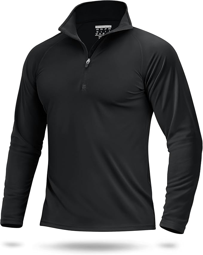 Boladeci Men's UPF 50+ Sun Shirts 1/4 Zip Long Sleeve SPF UV Protection Lightweight Quick Dry Quarter Zip Golf Shirts