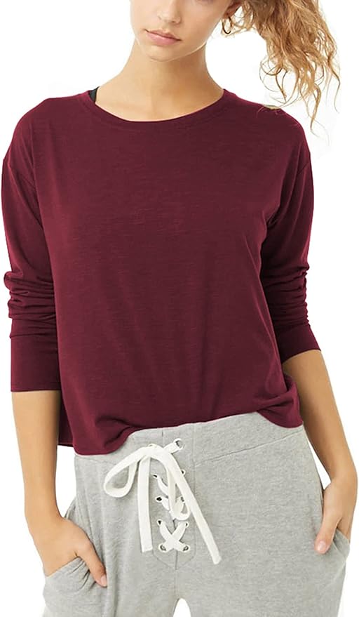 Bestisun Long Sleeve Workout Shirts Yoga Dance Tops Open Back Athletic Clothes for Women