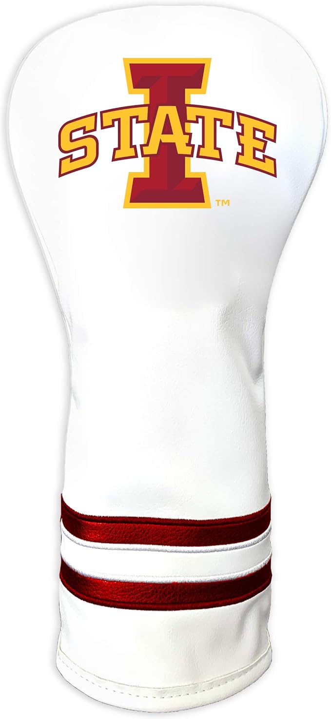 Team Golf NCAA White Vintage Fairway Golf Club Headcover, Form Fitting Design, Retro Design