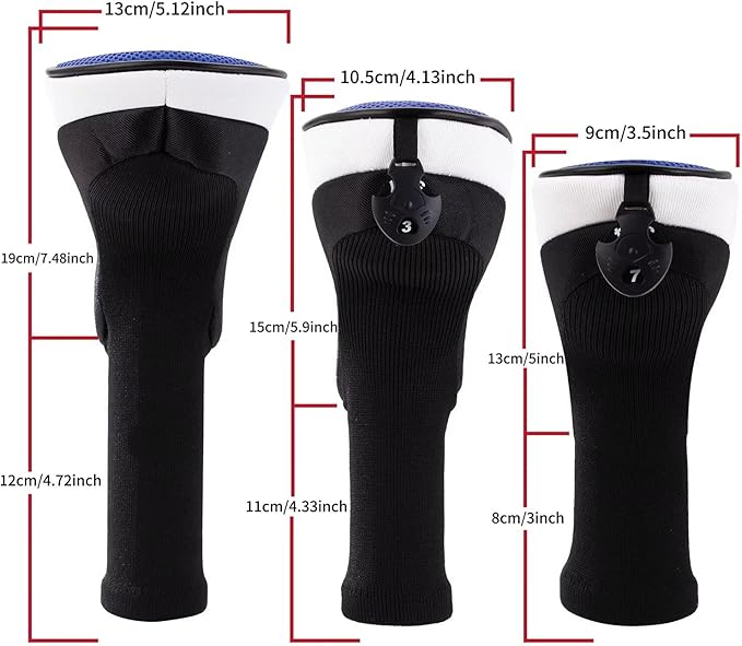 Golf Club Head Cover for Driver Fairway Hybrid 3 Pcs Woods Headcovers, Golf Accessories Head Covers Set with Interchangeable No. Tags 3 4 5 7 X Golf Accessories for Men Women