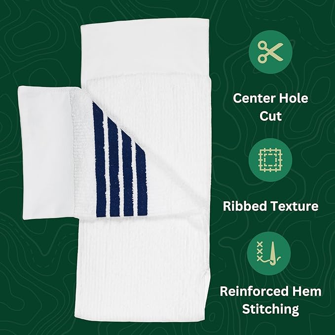 The Tour Towel | Large Golf Caddy Towel Terry Cloth, Absorbent 19" x 44", Center Cut, Perfect Hang Golf Cart Accessory and Golf Bag, Multiple Colors