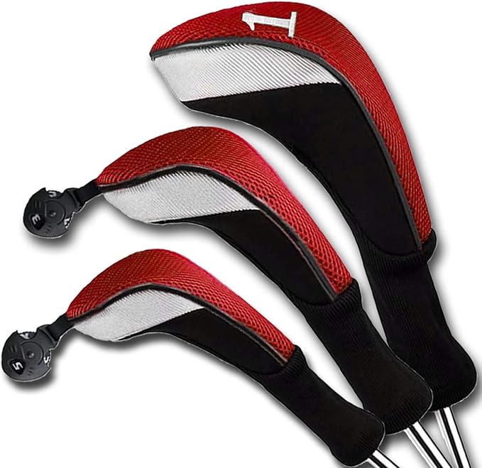 FINGER TEN Golf Club Head Covers Woods Driver Fairway Hybrid 3/4/5 Set, Headcovers Men 1 3 5 7 X Interchangeable Number Tag, Fit All Wood Clubs