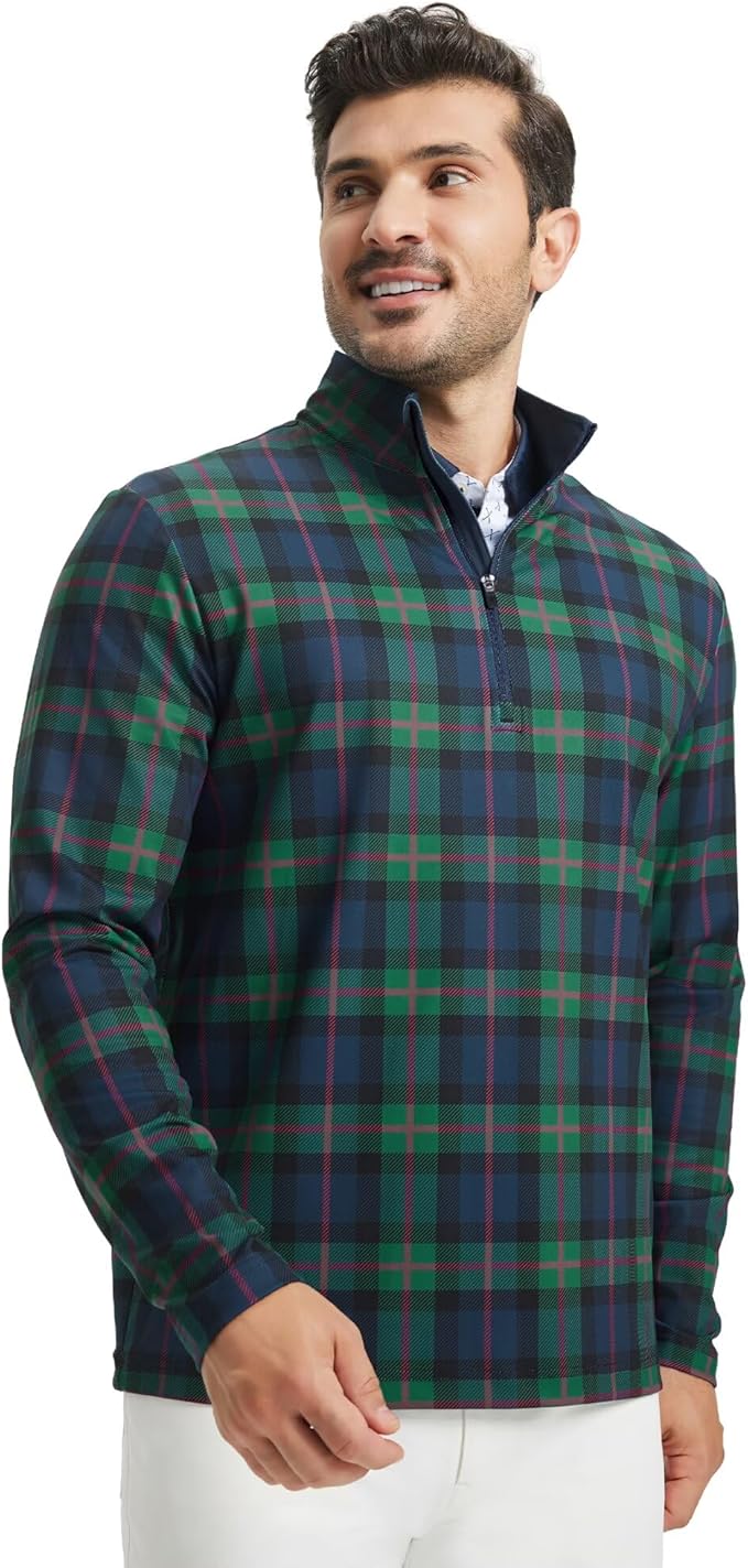 M MAELREG Quarter Zip Golf Pullover Men Dry Fit Long Sleeve Performance Wicking 1/4 Zip Full Print Pullover Mens Sweatshirt