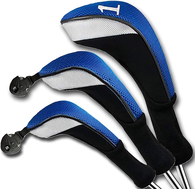 FINGER TEN Golf Club Head Covers Woods Driver Fairway Hybrid 3/4/5 Set, Headcovers Men 1 3 5 7 X Interchangeable Number Tag, Fit All Wood Clubs