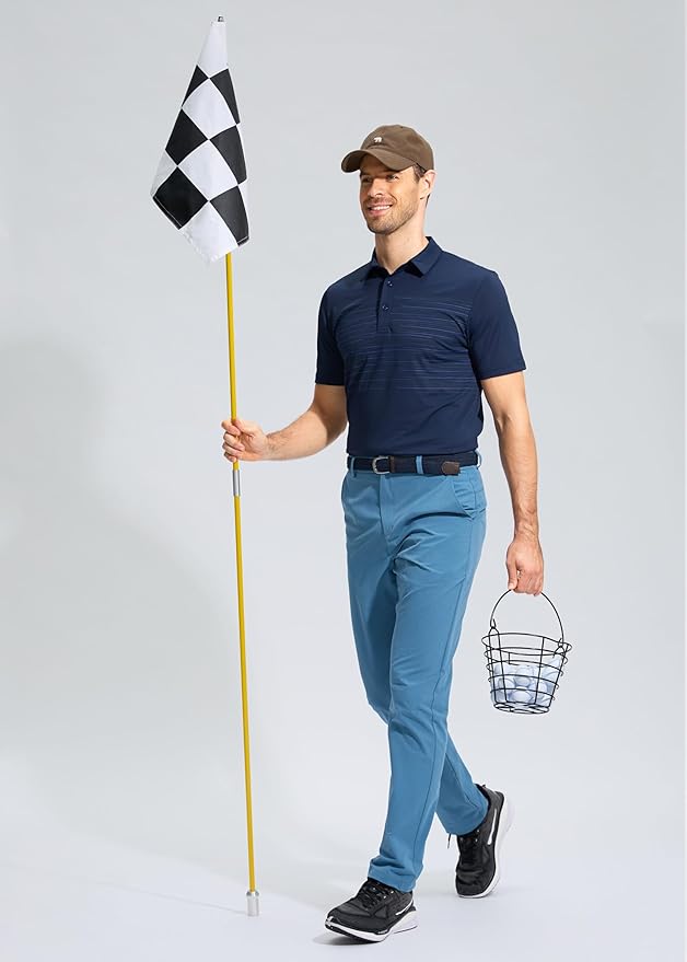 Pudolla Men's Golf Pants Stretch Work Dress Comfy Pants 30"/32"/34" Lightweight Quick Dry Casual Slacks Trousers with Pockets