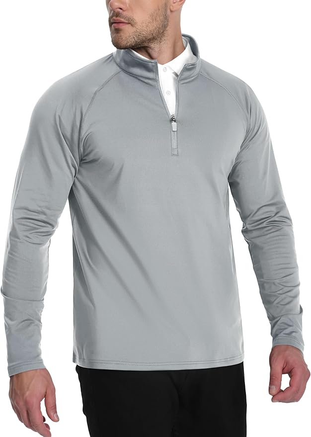 TACVASEN Men's Quarter Zip Pullover Fleece Lined Thermal Long Sleeve Golf Shirt 1/4 Zip Warm Winter Sweatshirts
