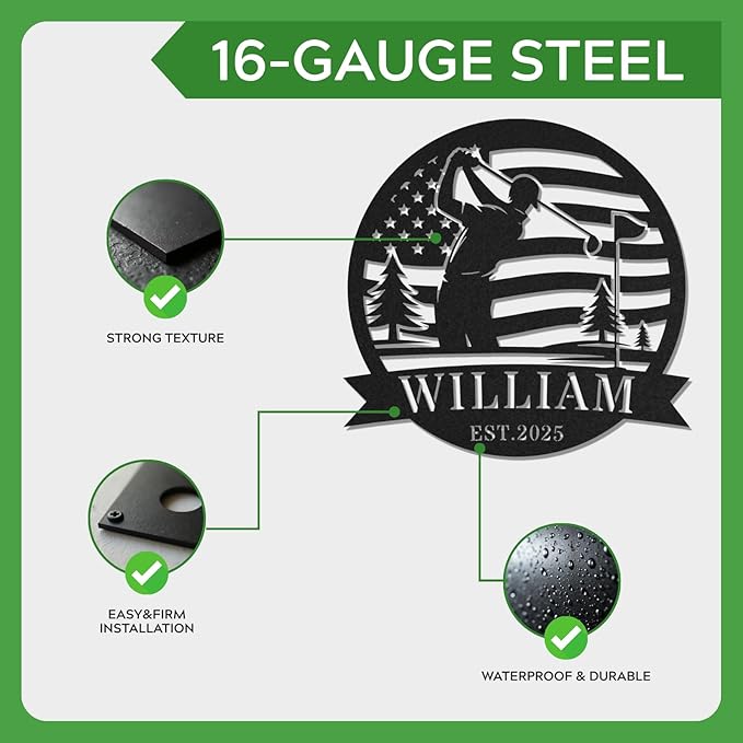 Personalized Golf Metal Wall Art, Vintage Golf Wall Decor, Custom Signs Outdoor Metal, 19th Hole Home Decor for Man Cave Garage Bar Club, Personalized Gifts for Men Dad Father