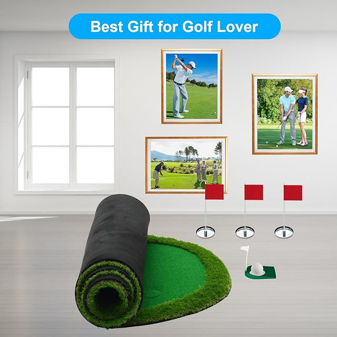 Nice C Putting Green Indoor, Putting Green, Golf Simulators for Home, Golf Putting Mat, Putting Mat Putting Green Outdoor, Challenge Putting Cup, 3 Holes, Flags, and Slope