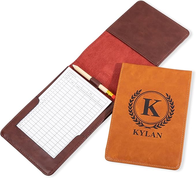 CALLIE Personalized Leather Golf Scorecard Holder - Engraved Initials and Name for Golf Professionals and Enthusias