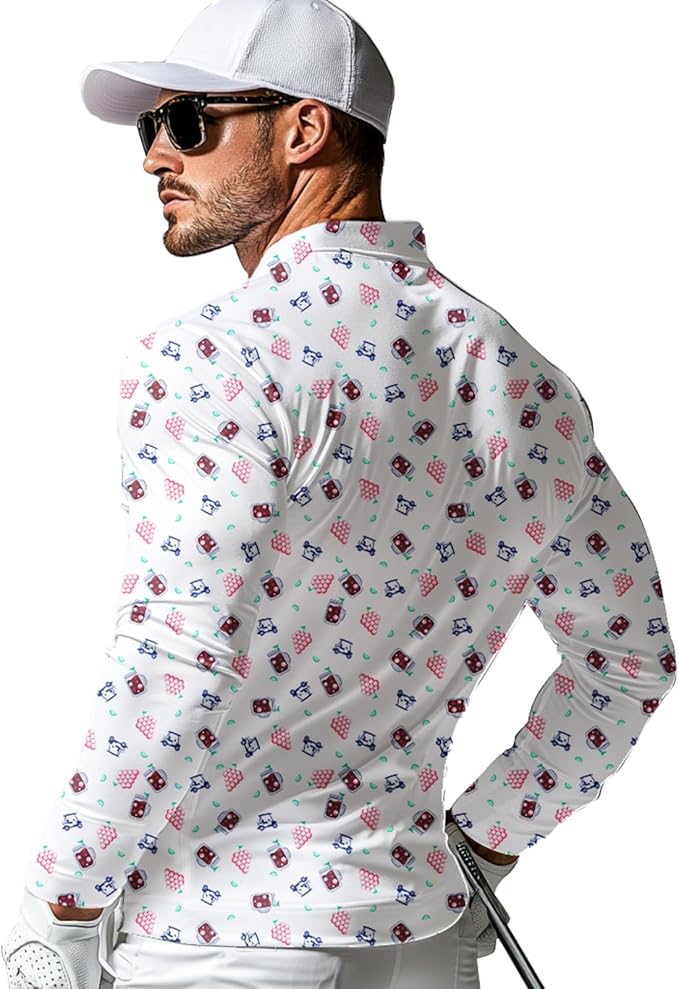 Men's Long Sleeve Golf Shirt Quick Dry 3 Button Work Fishing Outdoor Casual Collar Shirt