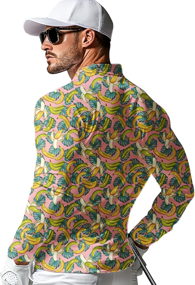Men's Long Sleeve Golf Shirt Quick Dry 3 Button Work Fishing Outdoor Casual Collar Shirt
