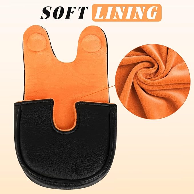 Craftsman Golf Leather Black Mallet Putter Headcover Head Cover Protector Case for LAB DF3 Center Shaft Putters Magnetic Closure