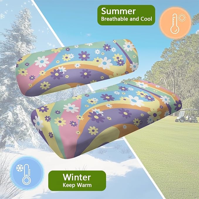Fashion Print Golf Cart Seat Covers 2 Passenger Golf Cart Backrest Cover Golf Cart Seat Towel Gift for Friends