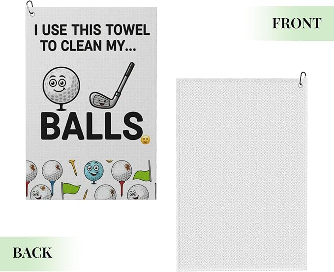 Funny Golf Towel with Carabiner Clip 24"x16" Cute Fun Golf Towels for Golf Bags Microfiber Waffle Golfs Rag for Disc Balls Clubs Golfs Accessories for Men Women Dad Husband