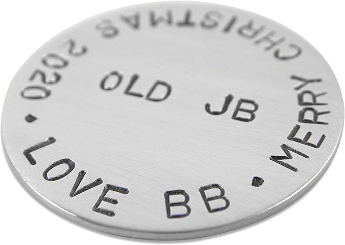 Custom Golf Ball Marker - Personalized with Your Special Message or Names - Hand Stamped Sterling Silver