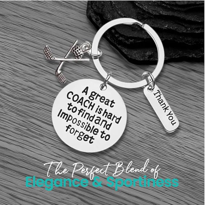 Golf Coach Keychain, Golf Coach Gifts, Great Coach is Hard to Find But Impossible to Forget Keychain for Men and Women
