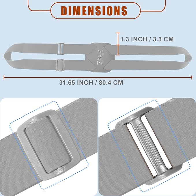 ZINZ Luggage Strap, High Elastic Suitcase Belt Adjustable Bag Bungees for Easier Travel，Gray